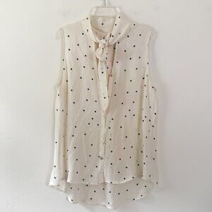 L’agence / cream white silk star tank with tie neck detail L